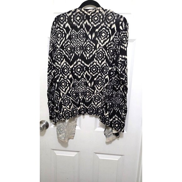 Olivia Sky Womens Black & White Open Front Cardigan Sweater XL 60% Cotton 40% Ra - Picture 3 of 7